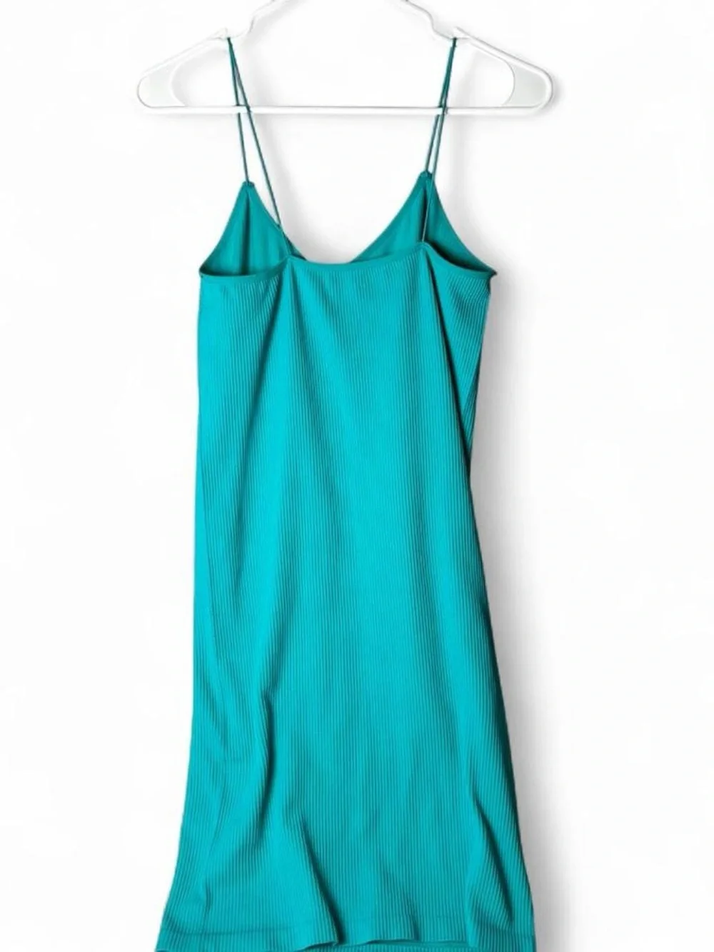 Turquoise Large Ribbed Bodycon Dress - Picture 2 of 4